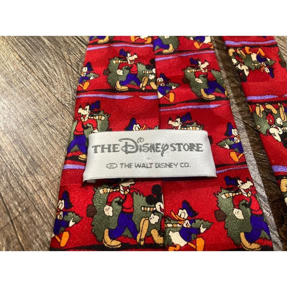 Disney Christmas Necktie Mickey Donald Goofy 100% Silk Classic Festive Holidays - Picture 3 of 6